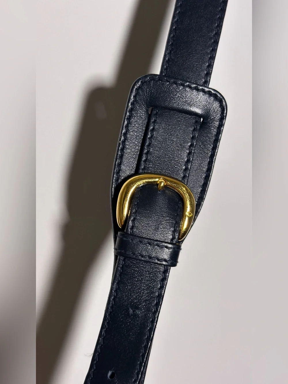 Vintage Gucci Navy Blue Leather  GG Canvas Shoulder Bag